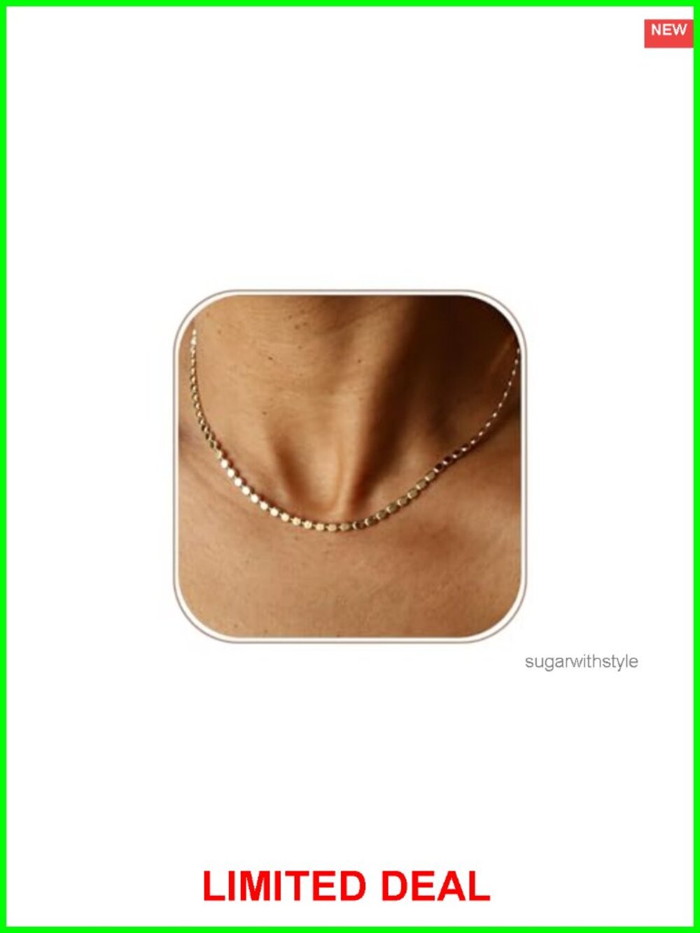14K Gold Plated Brass Bead Necklace Waterproof Choker for Women